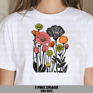 Mixed Media Wildflowers PNG | Sublimation Commercial Use POD