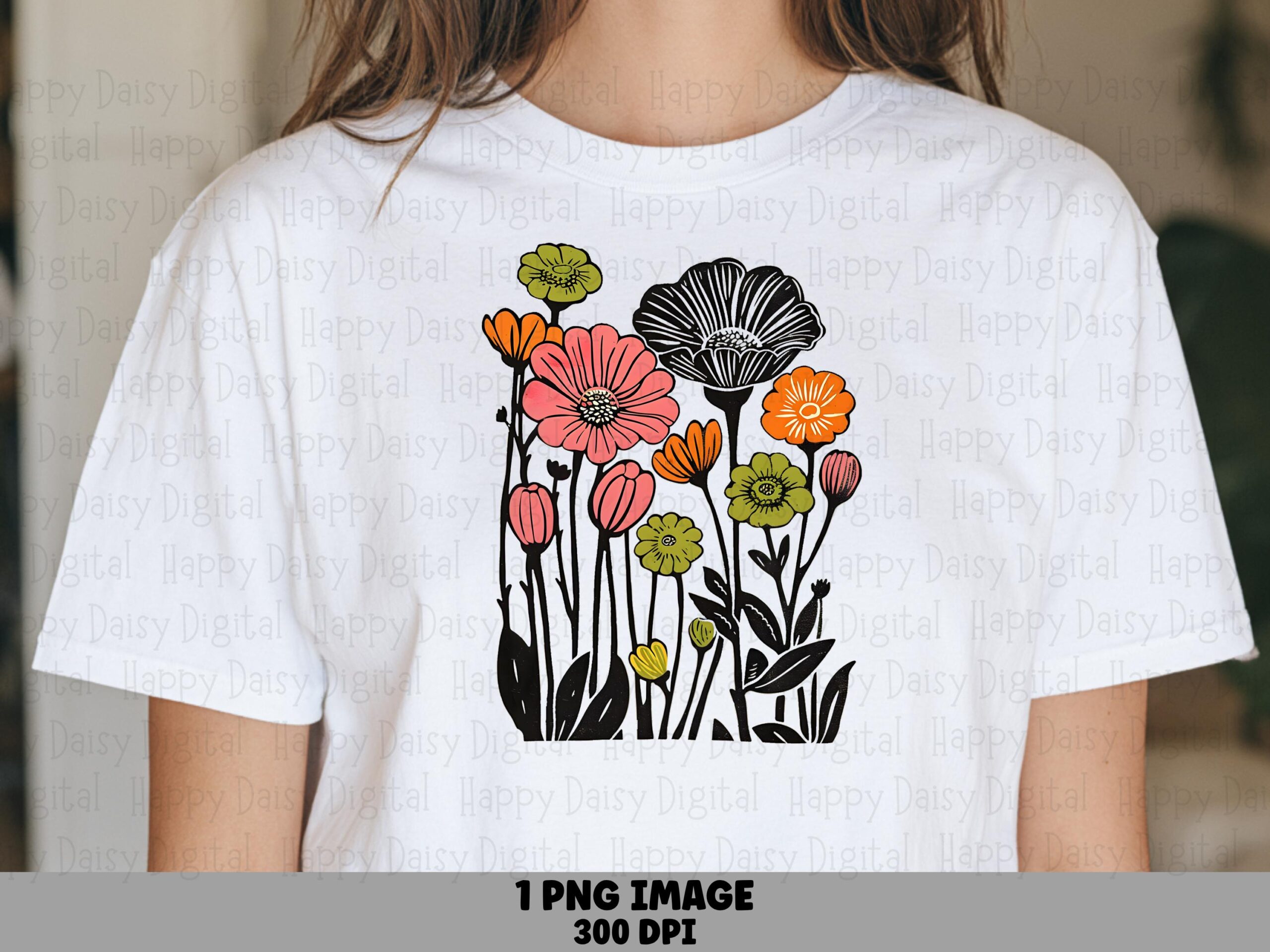 Mixed Media Wildflowers PNG | Sublimation Commercial Use POD