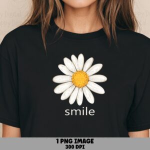 Smile Daisy Tee PNG | Sublimation Commercial Use POD