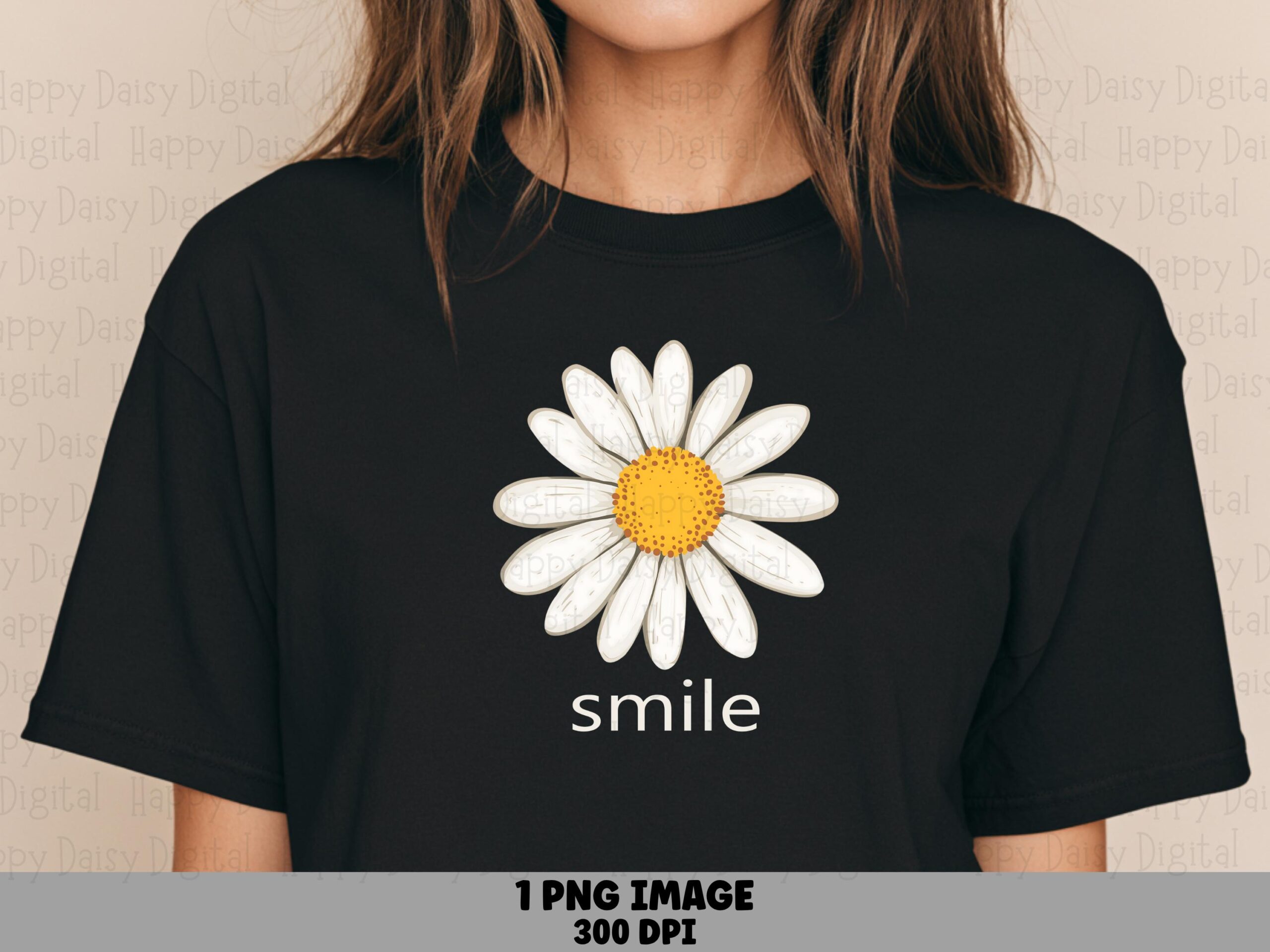 Smile Daisy Tee PNG | Sublimation Commercial Use POD