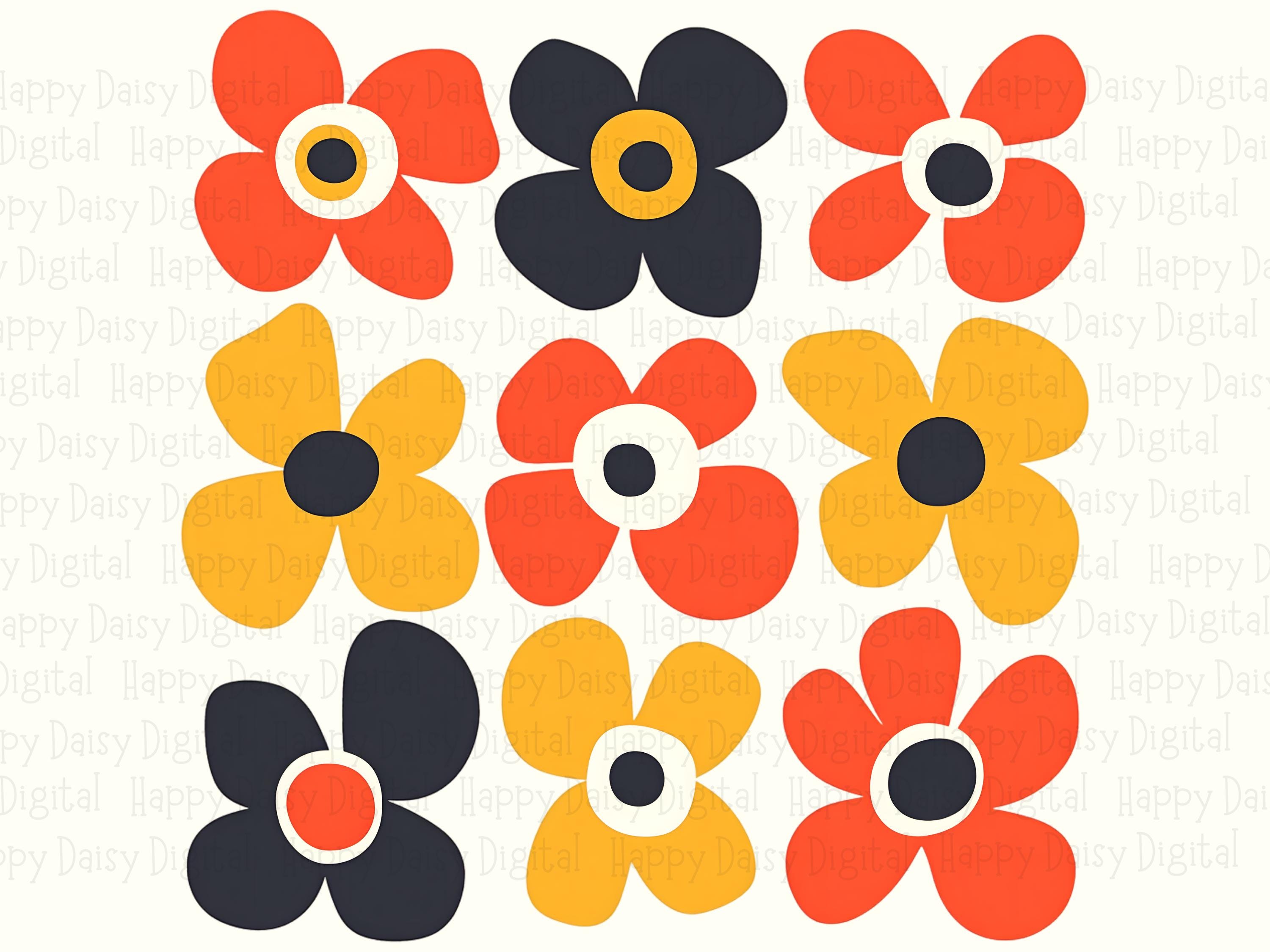 Retro Flower Power Grid PNG | Sublimation Commercial Use POD - Image 2