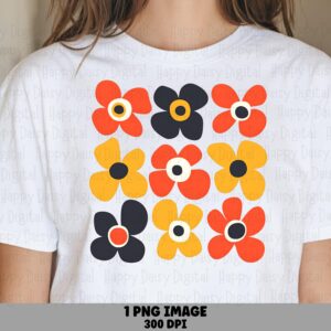 Retro Flower Power Grid PNG | Sublimation Commercial Use POD