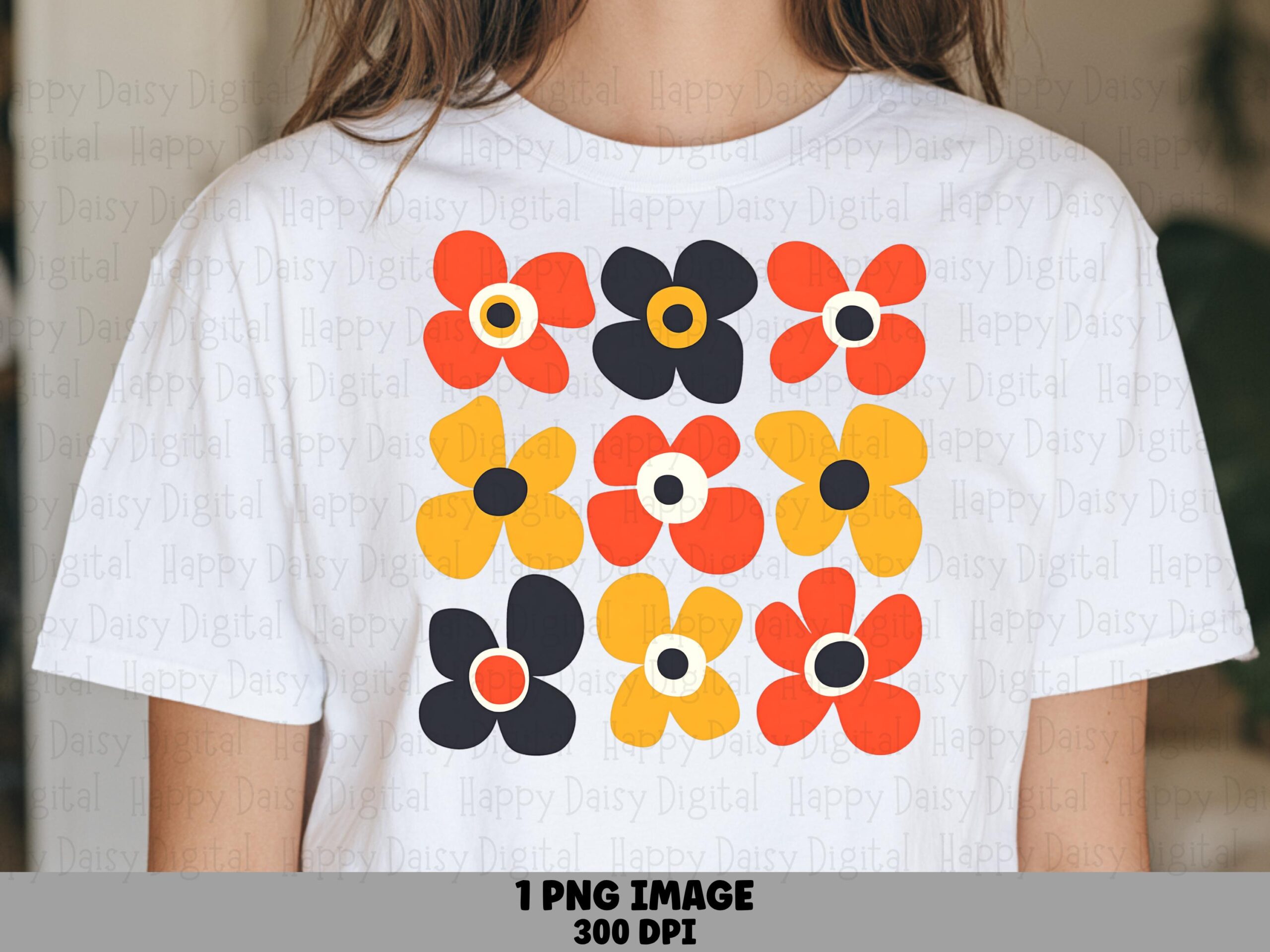 Retro Flower Power Grid PNG | Sublimation Commercial Use POD