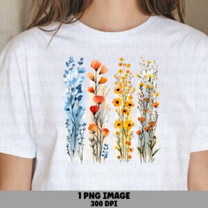 Wildflower Stripe Garden PNG | Sublimation Commercial Use POD
