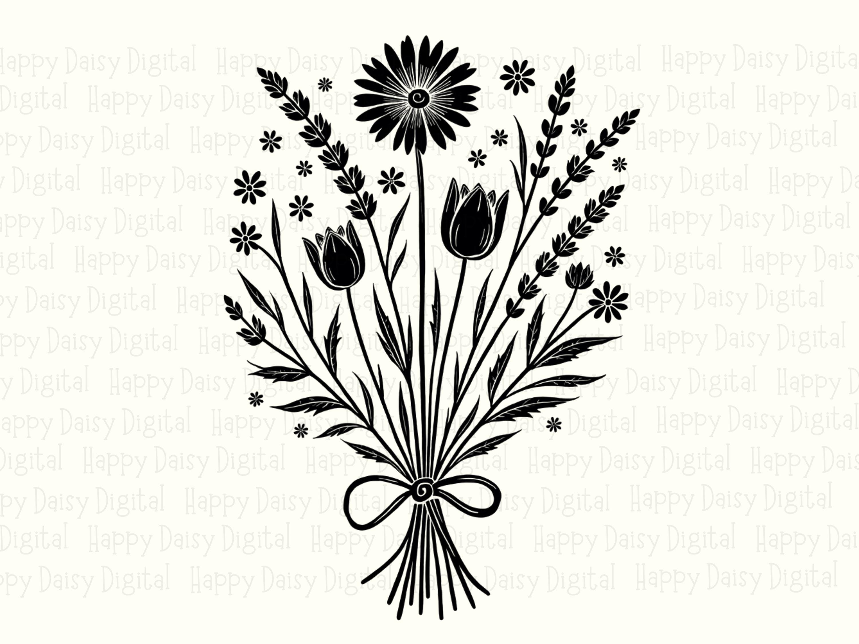 Tied Botanical Bouquet PNG | Sublimation Commercial Use POD - Image 2