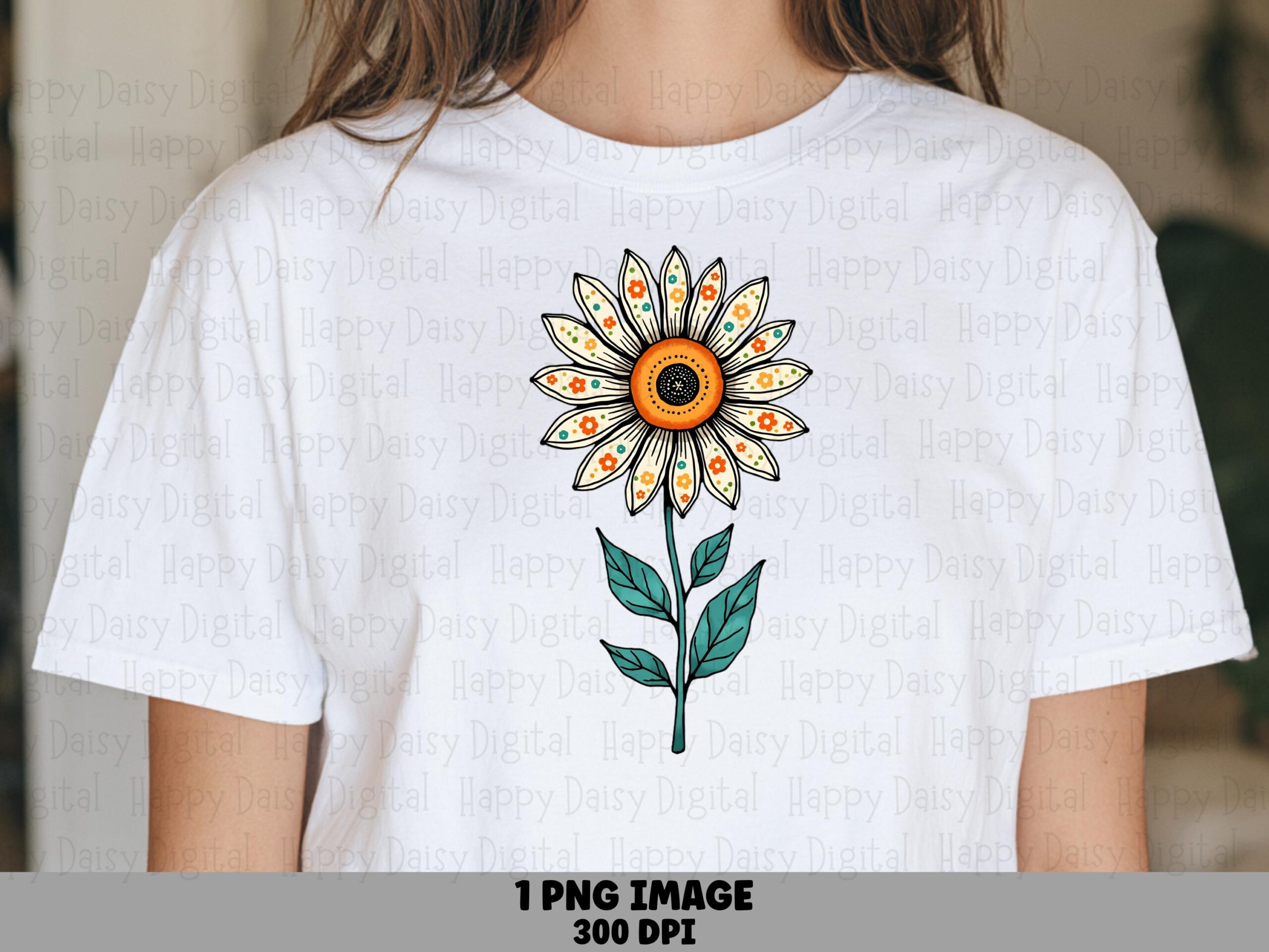 Polka Petal Daisy PNG | Sublimation Commercial Use POD