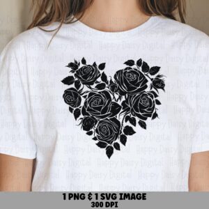 Rose Heart Bouquet PNG SVG | Sublimation Commercial Use POD