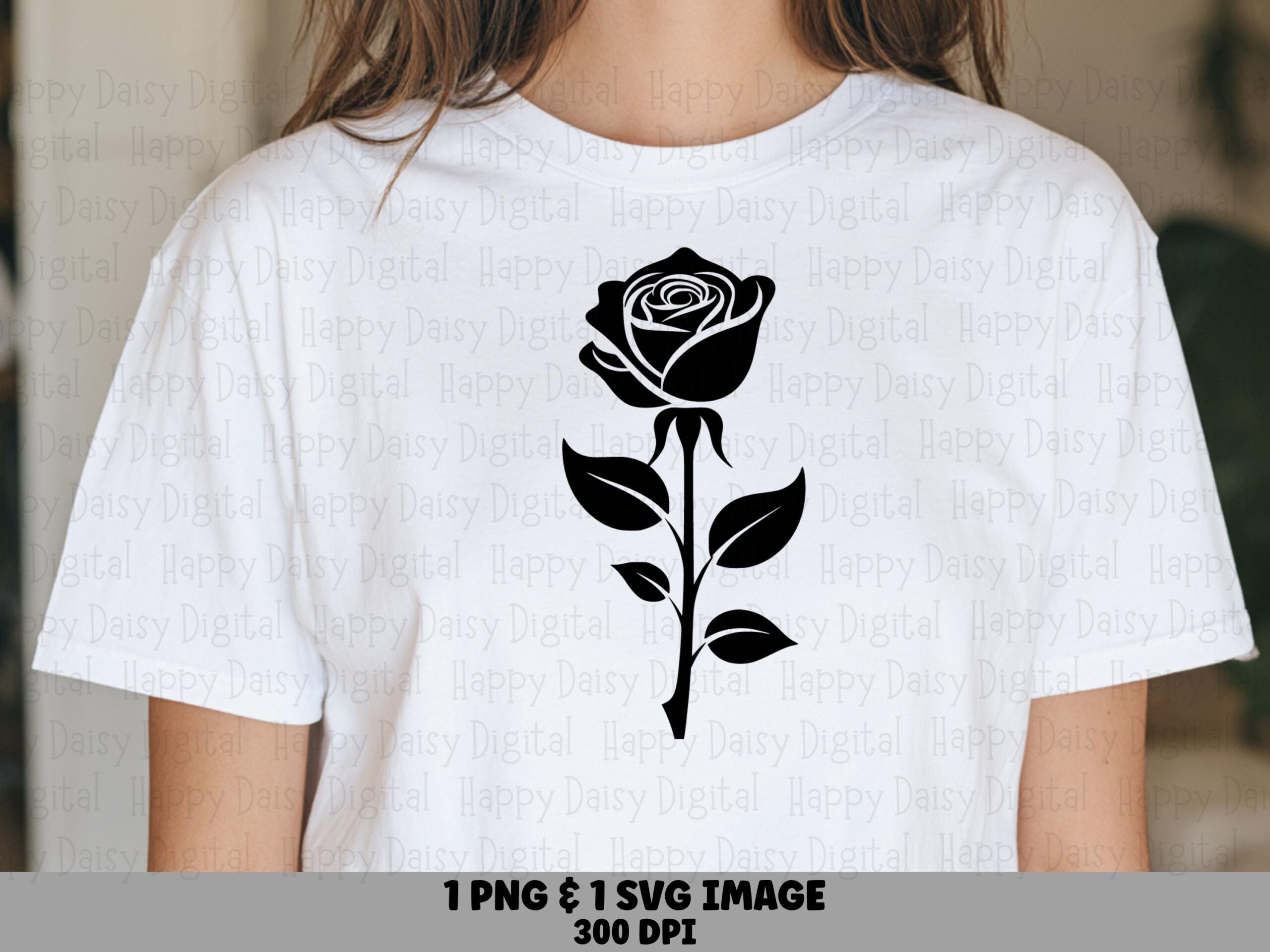 Long Stem Rose PNG SVG | Sublimation Commercial Use POD