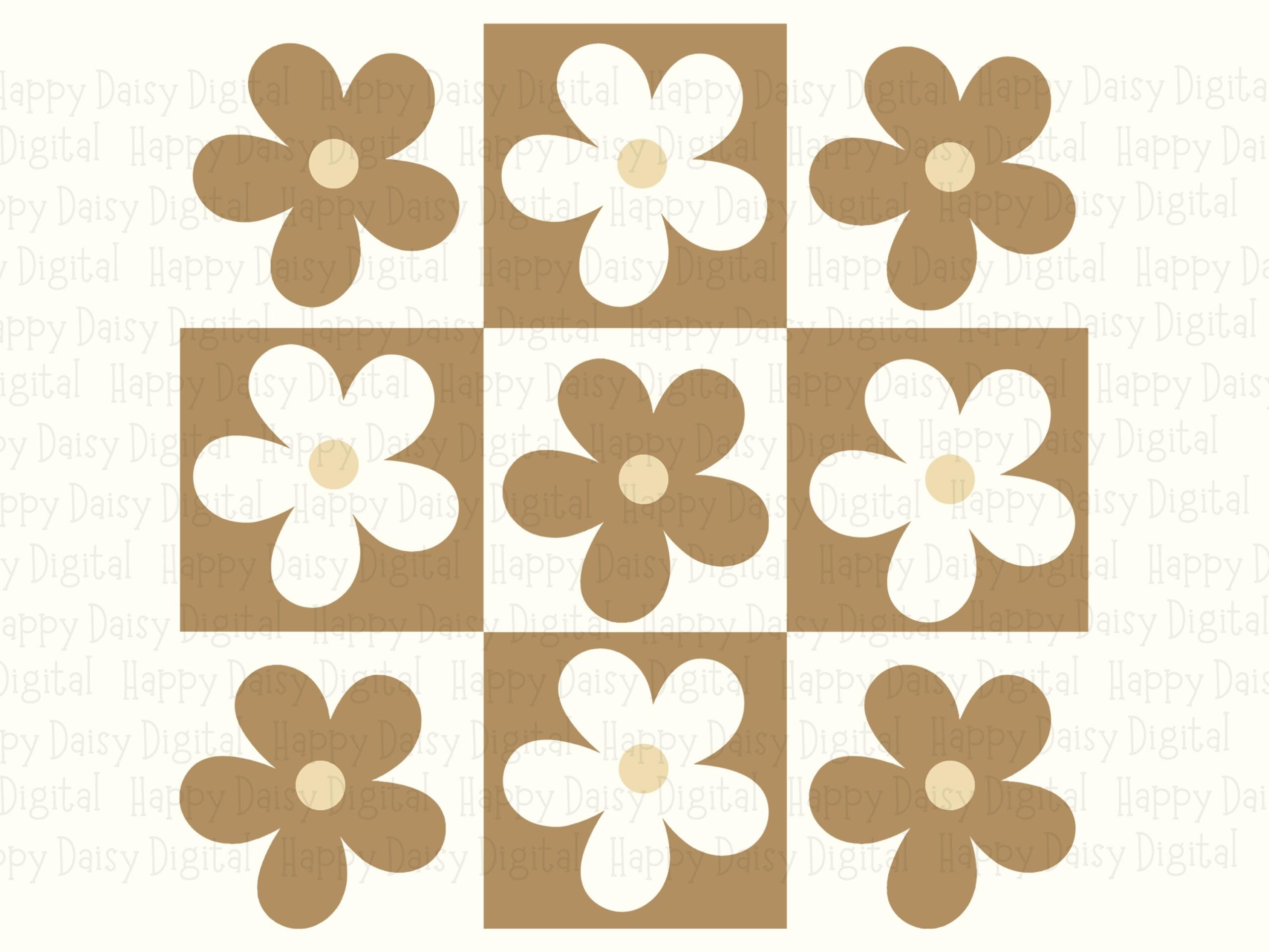 Checkerboard Daisy Grid PNG SVG | Sublimation Commercial Use POD - Image 2