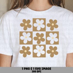 Checkerboard Daisy Grid PNG SVG | Sublimation Commercial Use POD