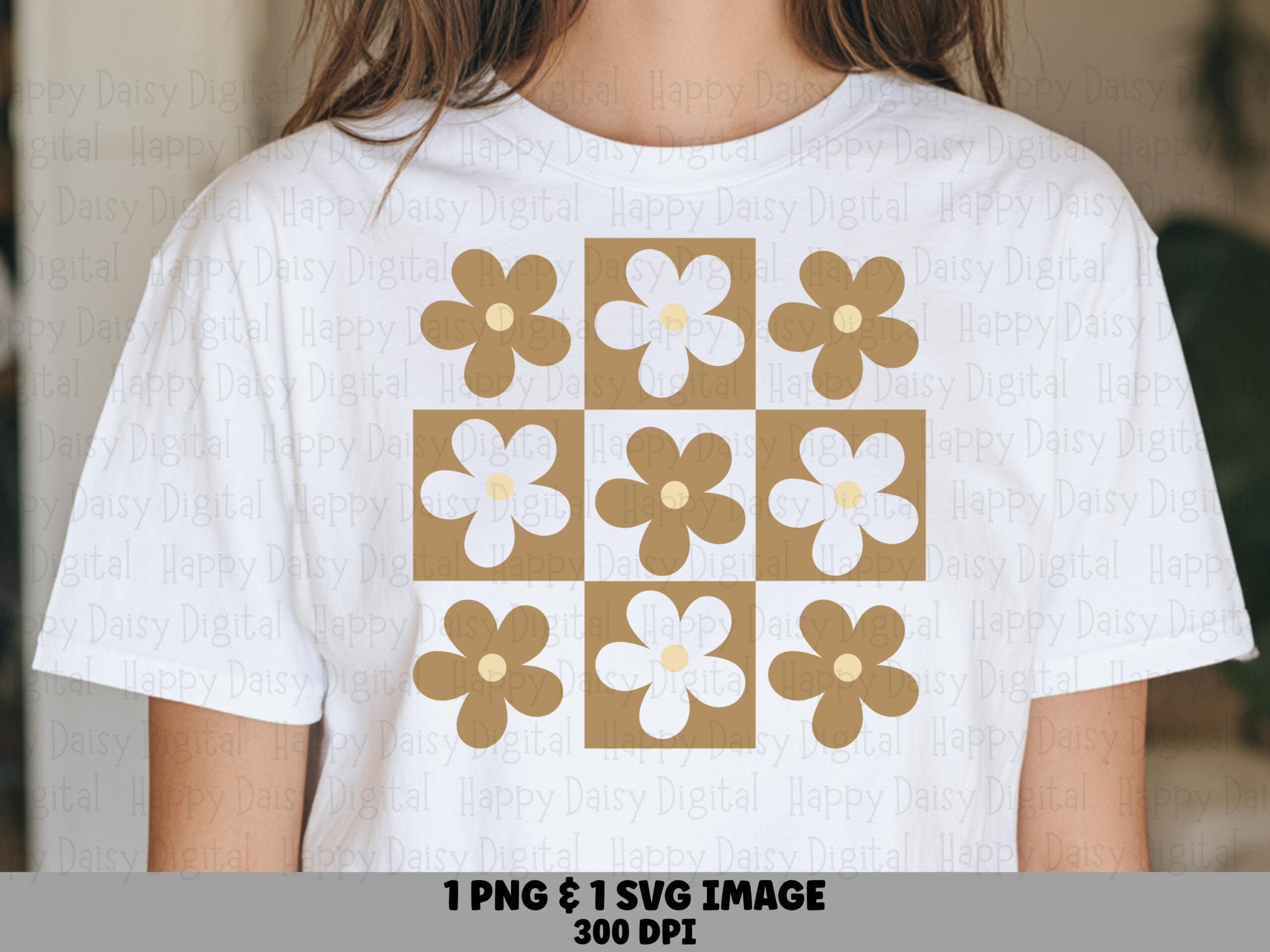 Checkerboard Daisy Grid PNG SVG | Sublimation Commercial Use POD