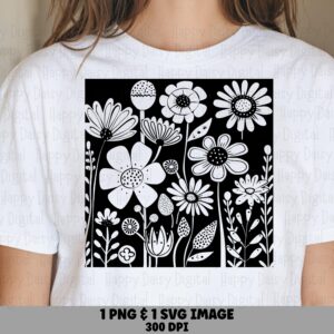 Bold Floral Block PNG SVG | Sublimation Commercial Use POD