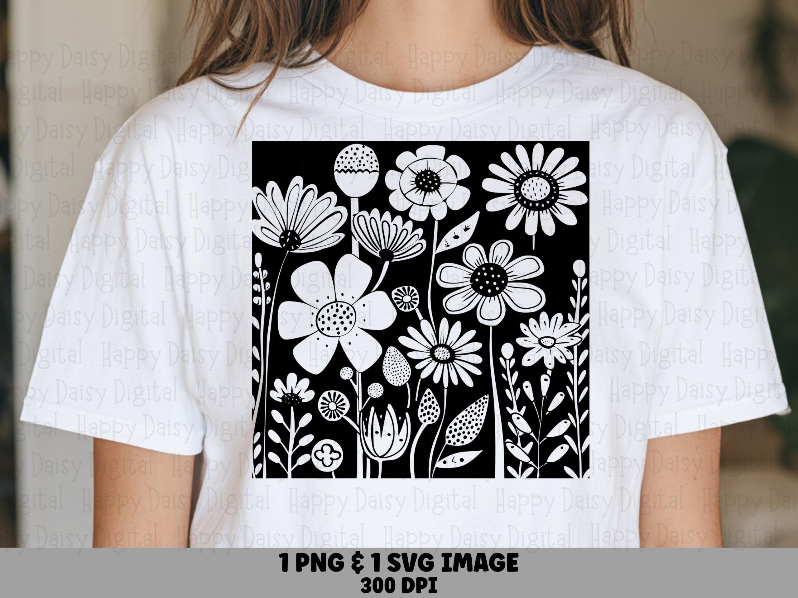 Bold Floral Block PNG SVG | Sublimation Commercial Use POD