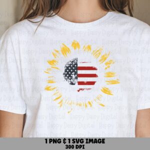 Patriotic Sunflower PNG SVG | Sublimation Commercial Use POD
