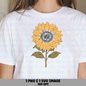 Bold Outline Sunflower PNG SVG | Sublimation Commercial Use POD
