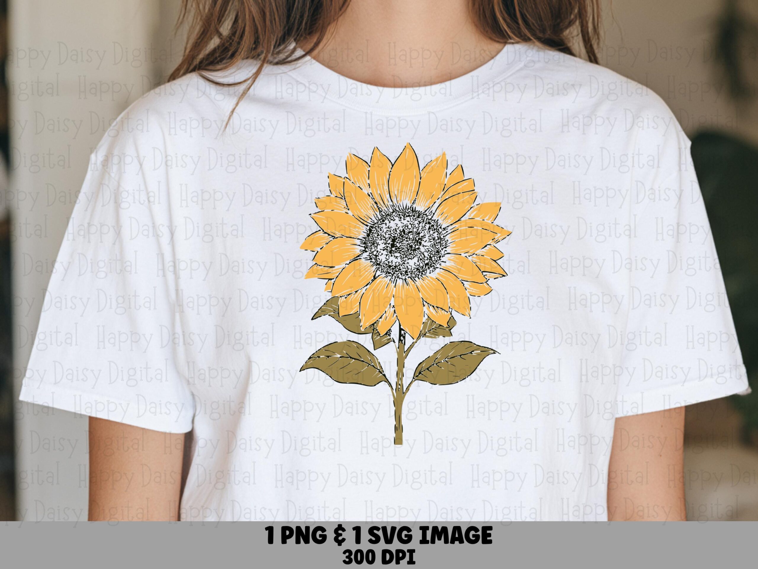 Bold Outline Sunflower PNG SVG | Sublimation Commercial Use POD
