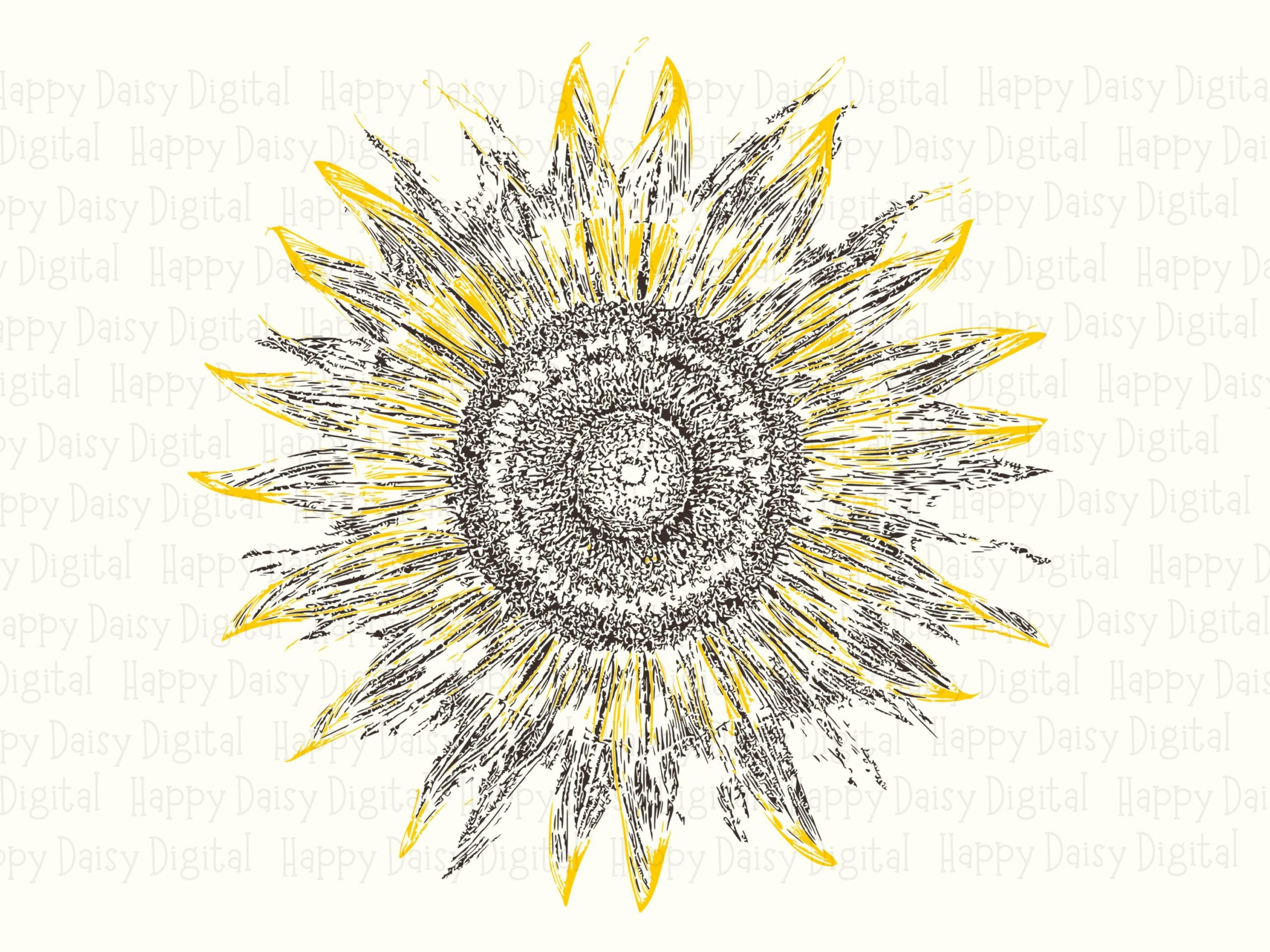 Halftone Sunflower PNG SVG | Sublimation Commercial Use POD - Image 2