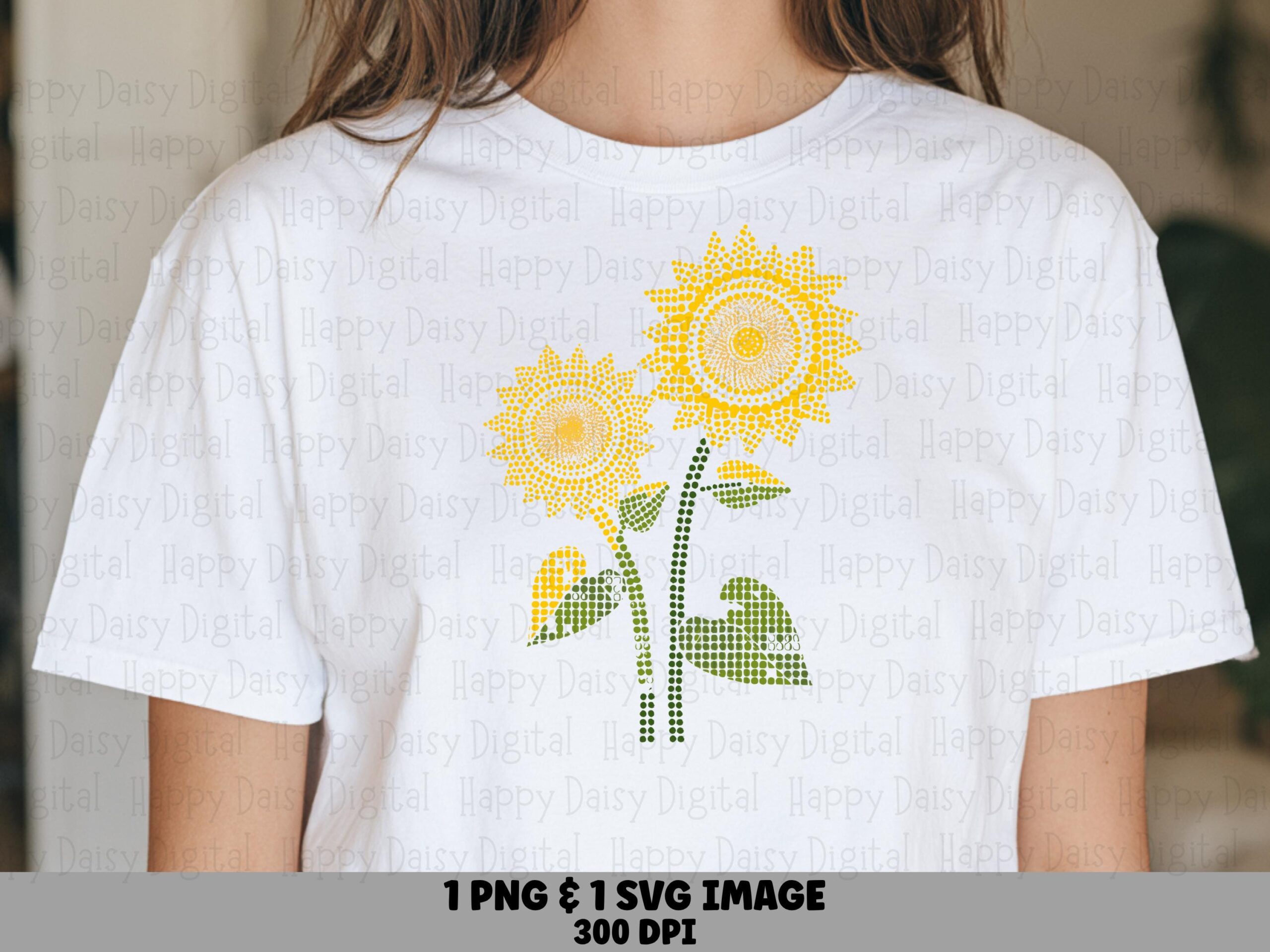 Dotted Sunflower Duo PNG SVG | Sublimation Commercial Use POD