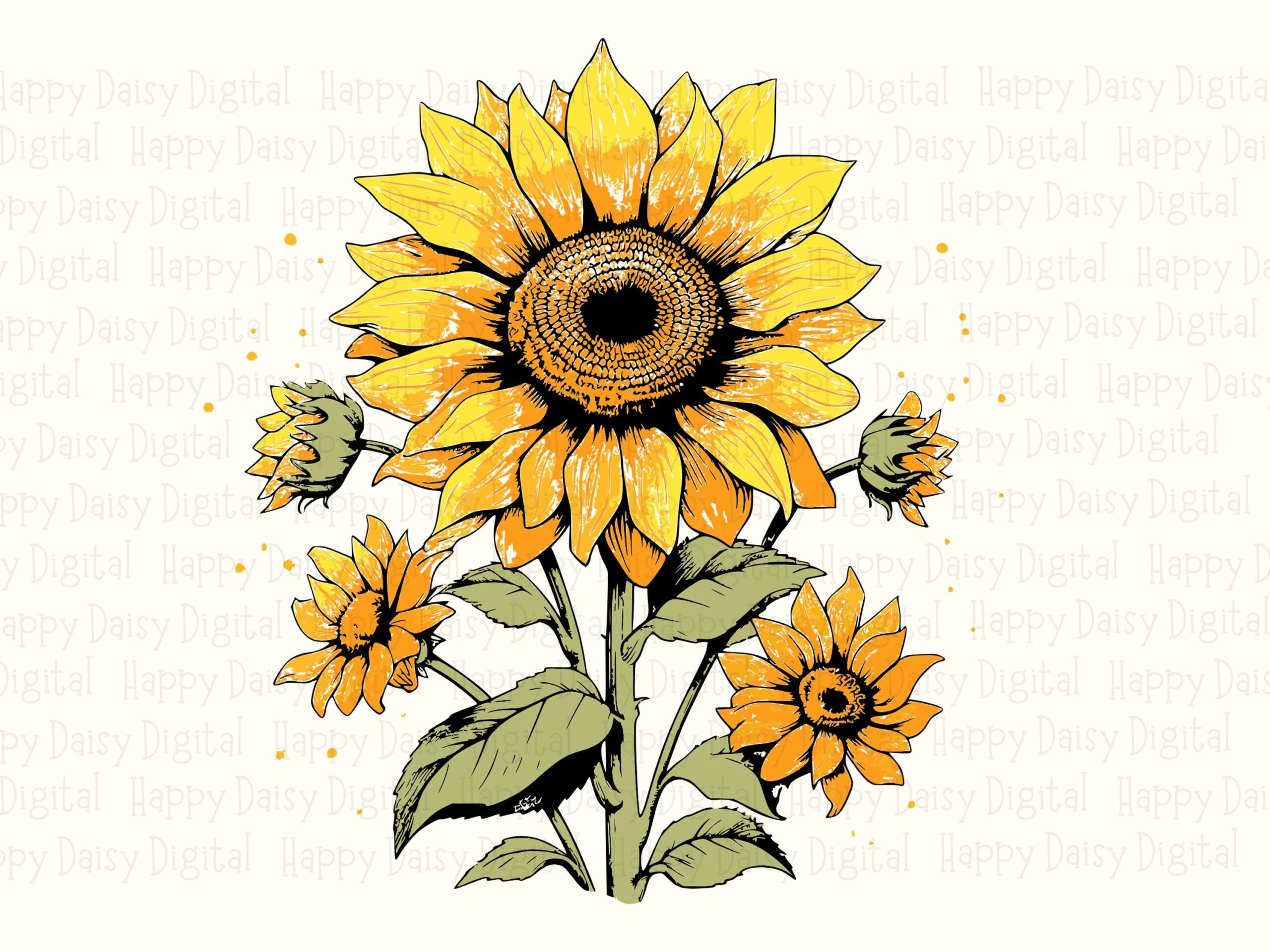 Sunflower Bouquet Bloom PNG SVG | Sublimation Commercial Use POD - Image 2