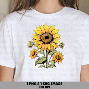 Sunflower Bouquet Bloom PNG SVG | Sublimation Commercial Use POD