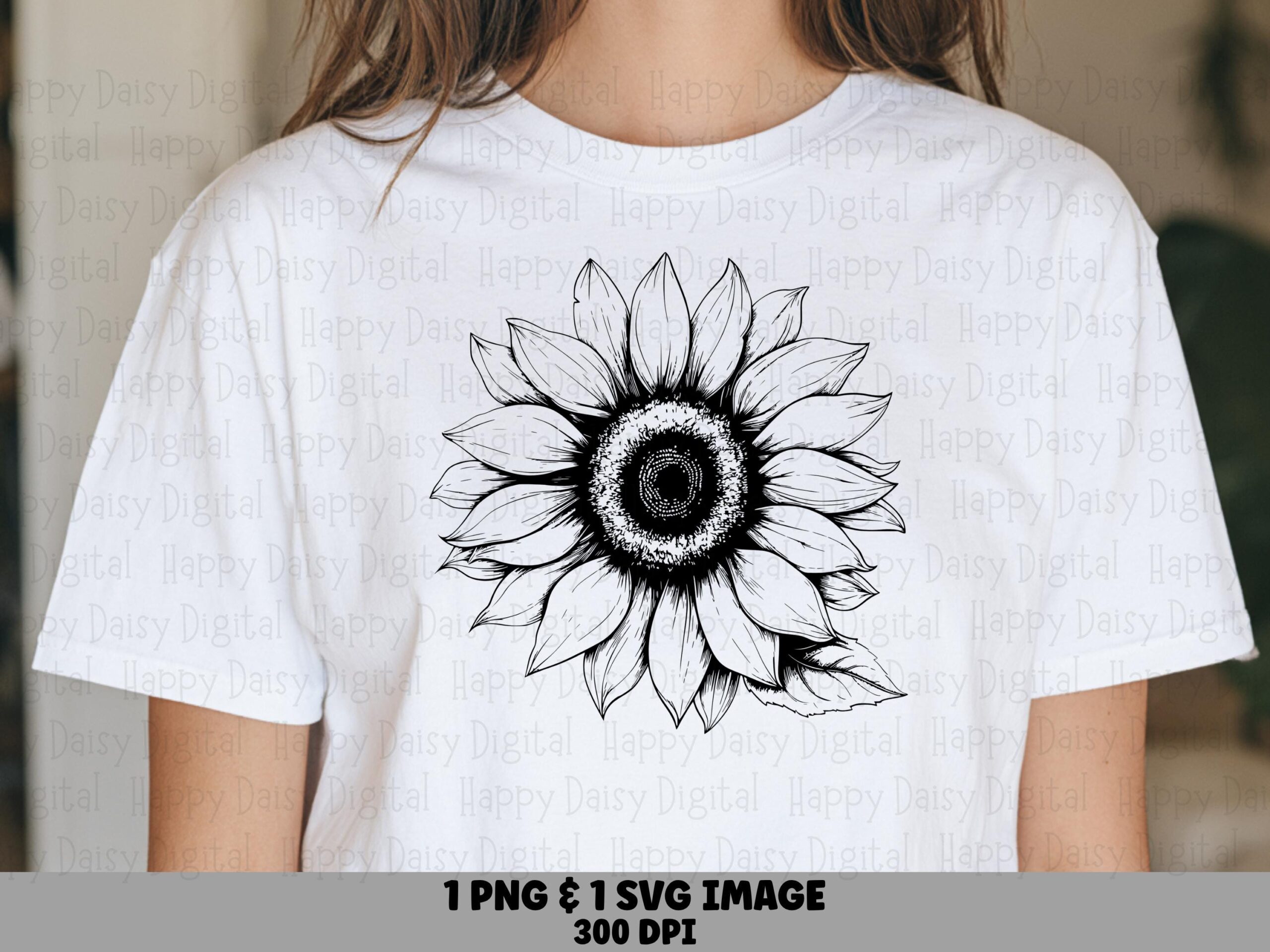 Detailed Ink Sunflower PNG SVG | Sublimation Commercial Use POD