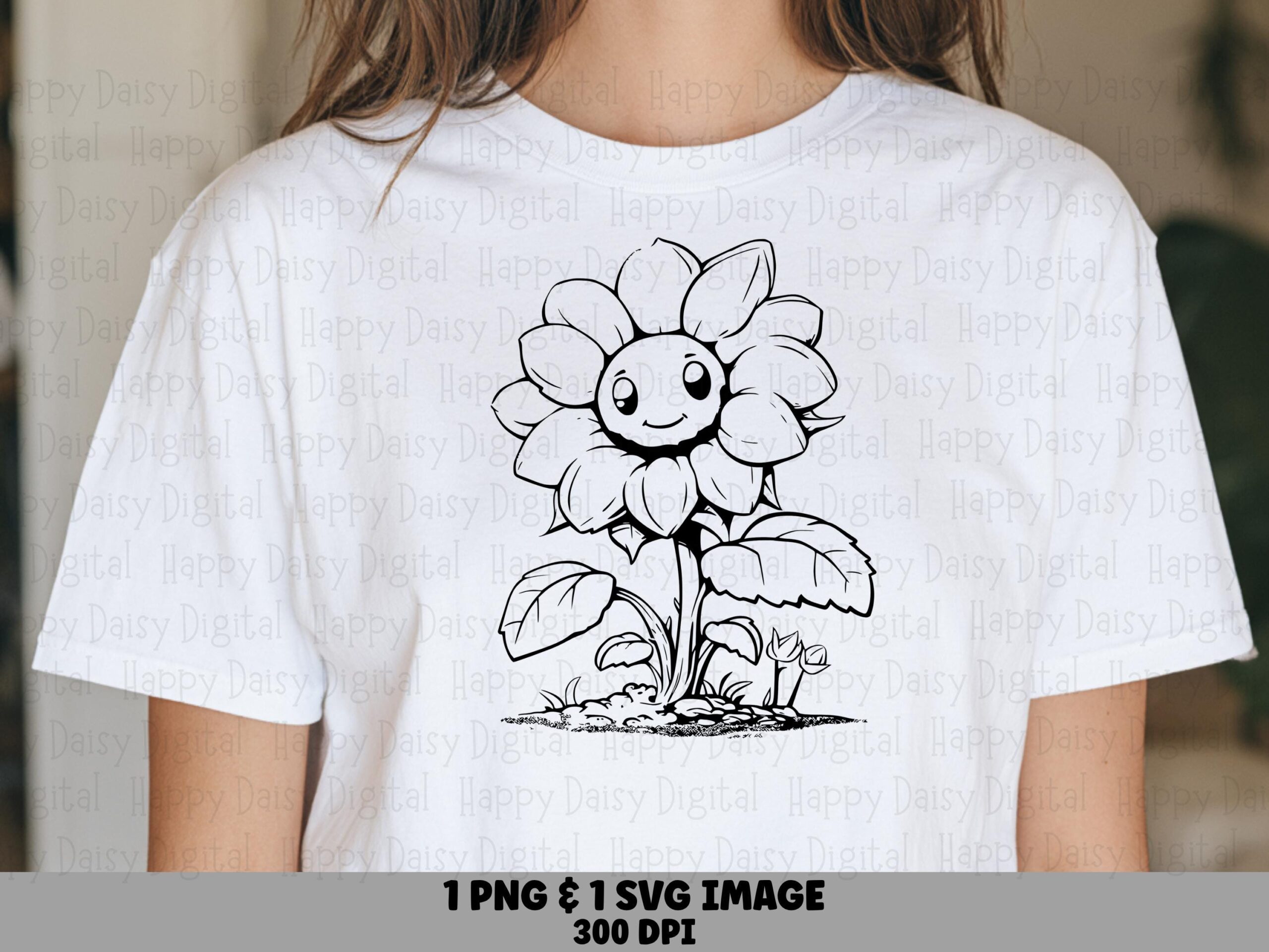Happy Sunflower Buddy PNG SVG | Sublimation Commercial Use POD