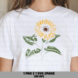 Farmhouse Sunflower Sketch PNG SVG | Sublimation Commercial Use POD