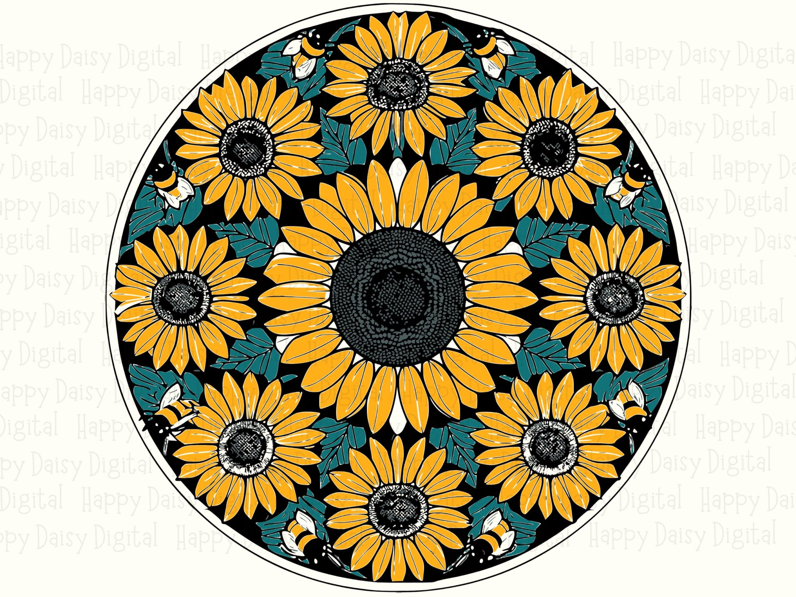 Sunflower Mandala Circle PNG SVG | Sublimation Commercial Use POD - Image 2