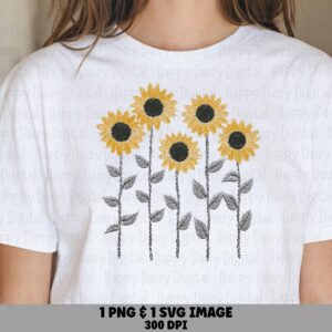 Sunflower Field Bouquet PNG SVG | Sublimation Commercial Use POD