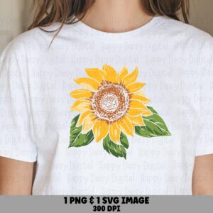 Painted Sunflower Bloom PNG SVG | Sublimation Commercial Use POD