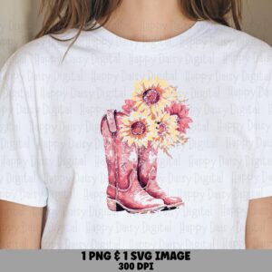Sunflower Cowgirl Boots PNG SVG | Sublimation Commercial Use POD
