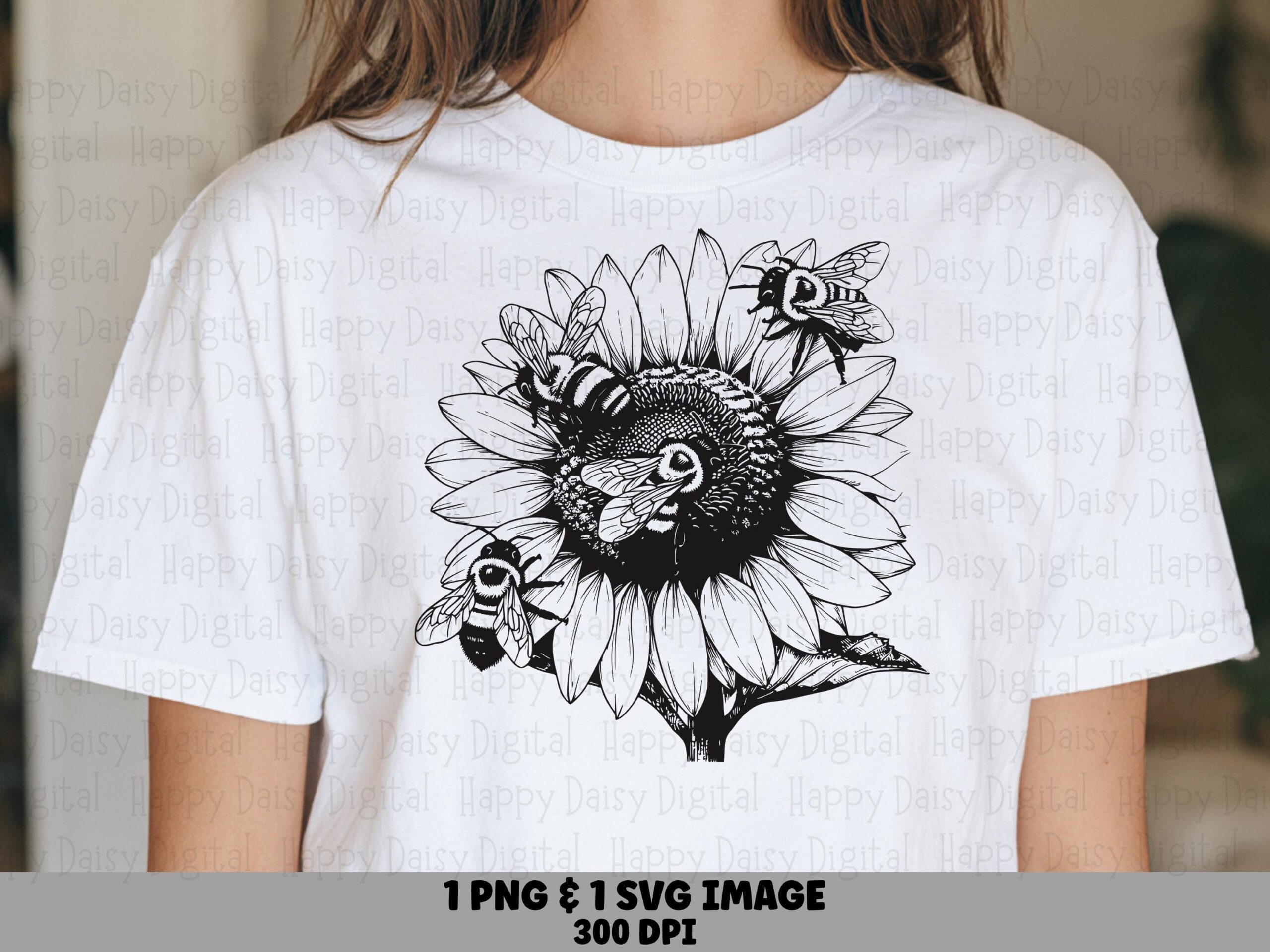 Sunflower and Bees PNG SVG | Sublimation Commercial Use POD