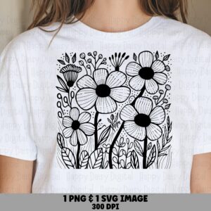 Wildflower Sketch PNG SVG | Sublimation Commercial Use POD