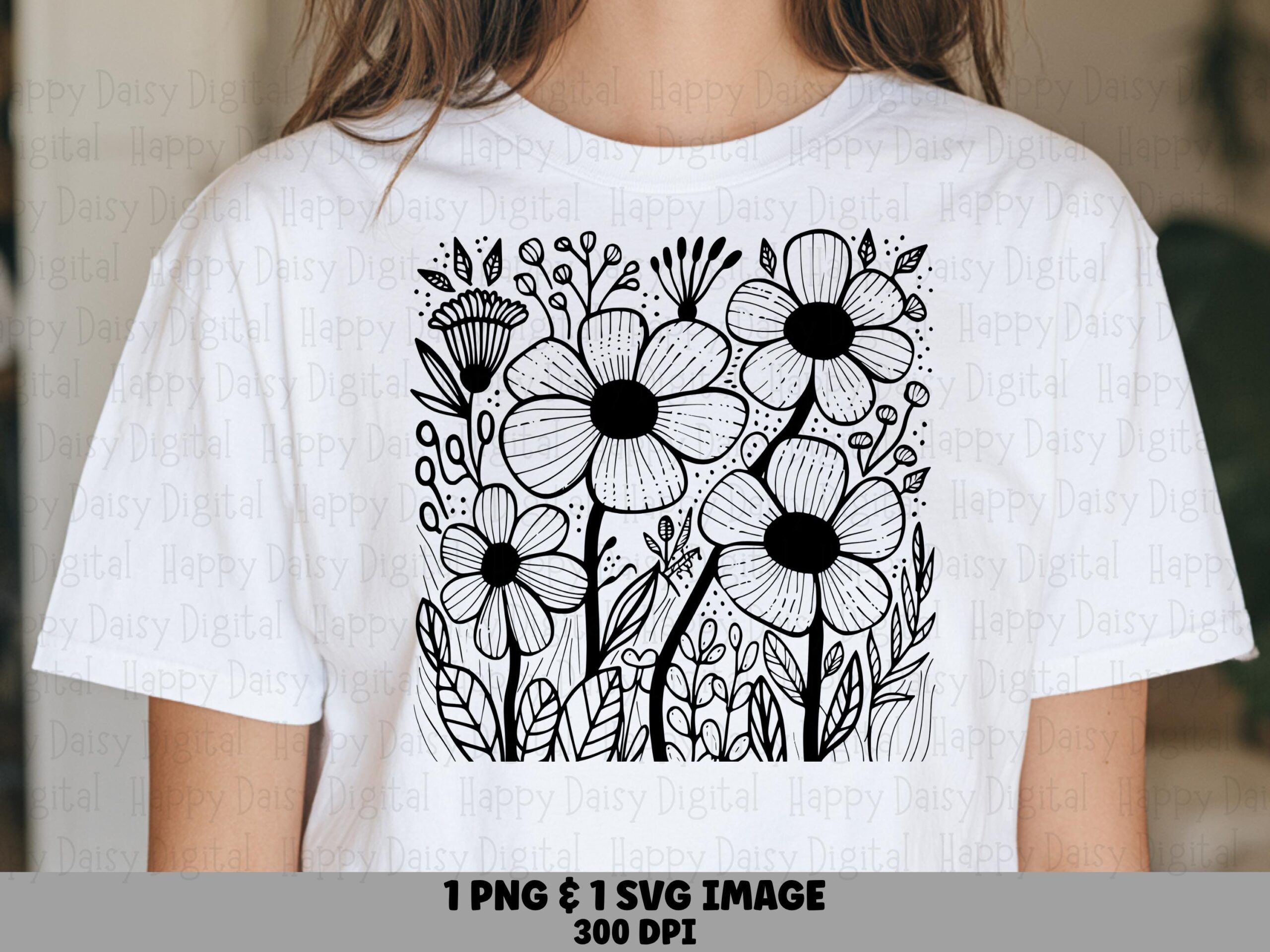 Wildflower Sketch PNG SVG | Sublimation Commercial Use POD