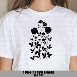 Silhouette Bouquet PNG SVG | Sublimation Commercial Use POD