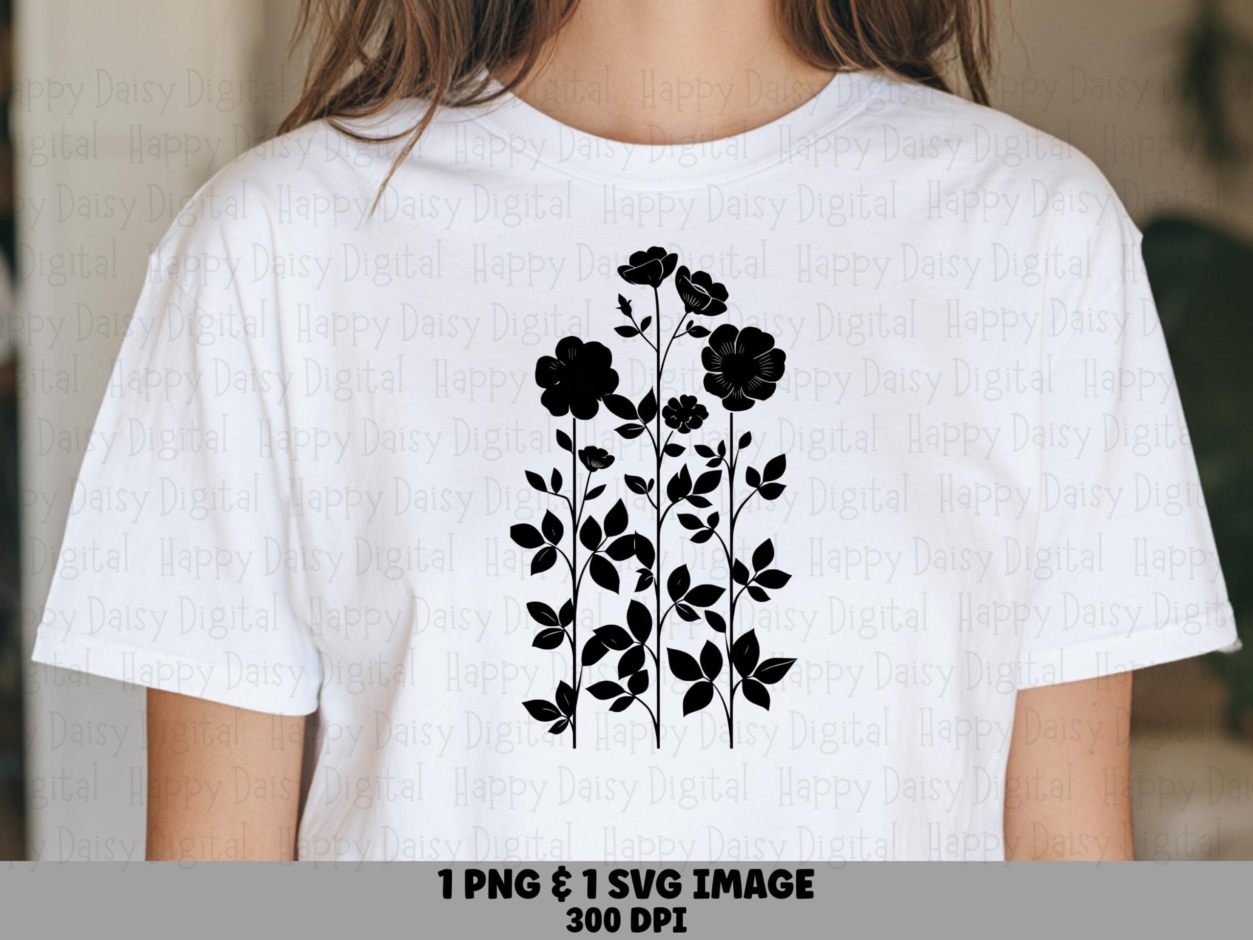 Silhouette Bouquet PNG SVG | Sublimation Commercial Use POD