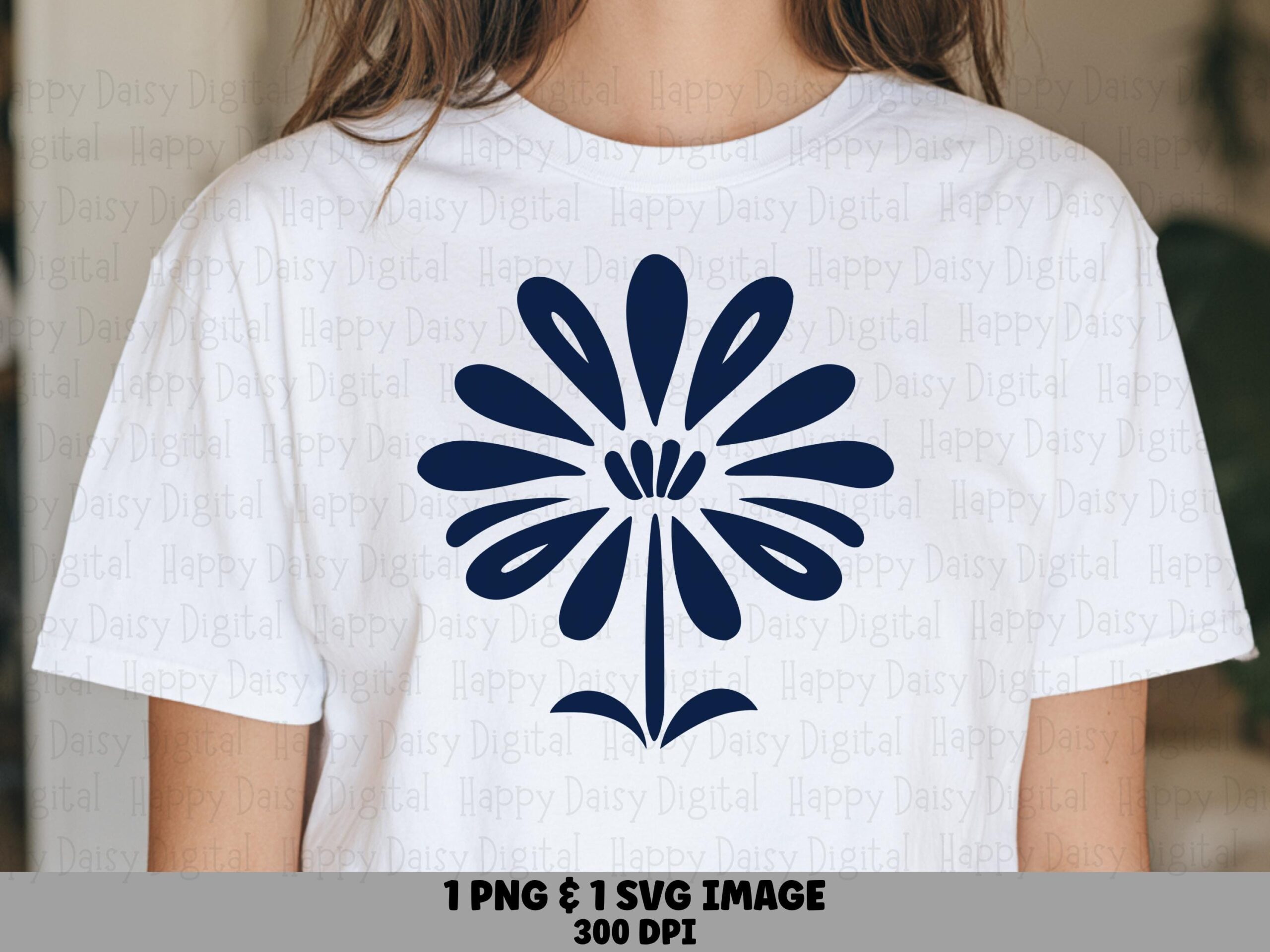 Navy Daisy PNG SVG | Sublimation Commercial Use POD