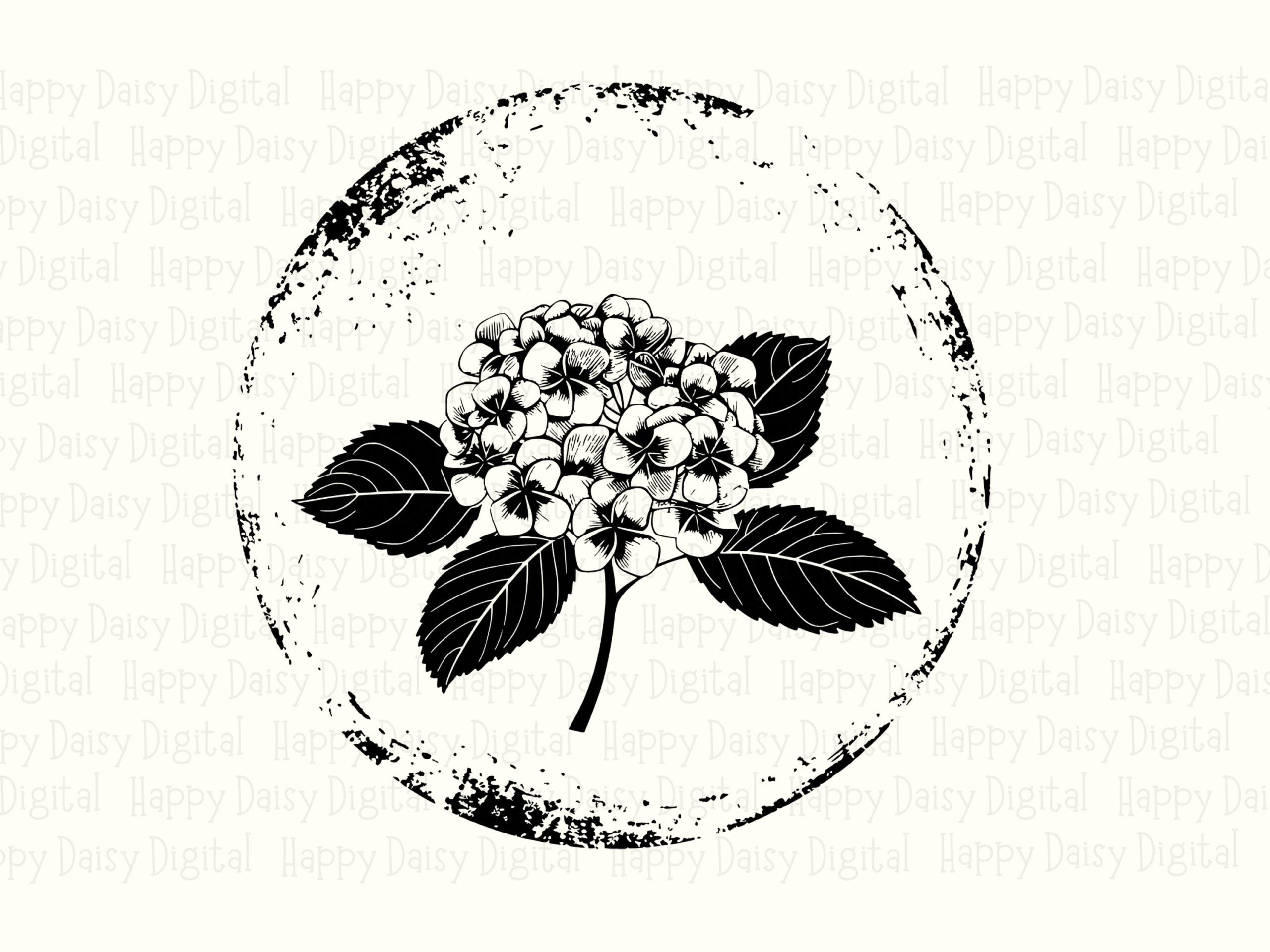 Hydrangea Stamp PNG SVG | Sublimation Commercial Use POD - Image 2