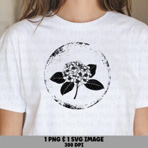 Hydrangea Stamp PNG SVG | Sublimation Commercial Use POD