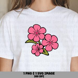 Retro Pink Blooms PNG SVG | Sublimation Commercial Use POD