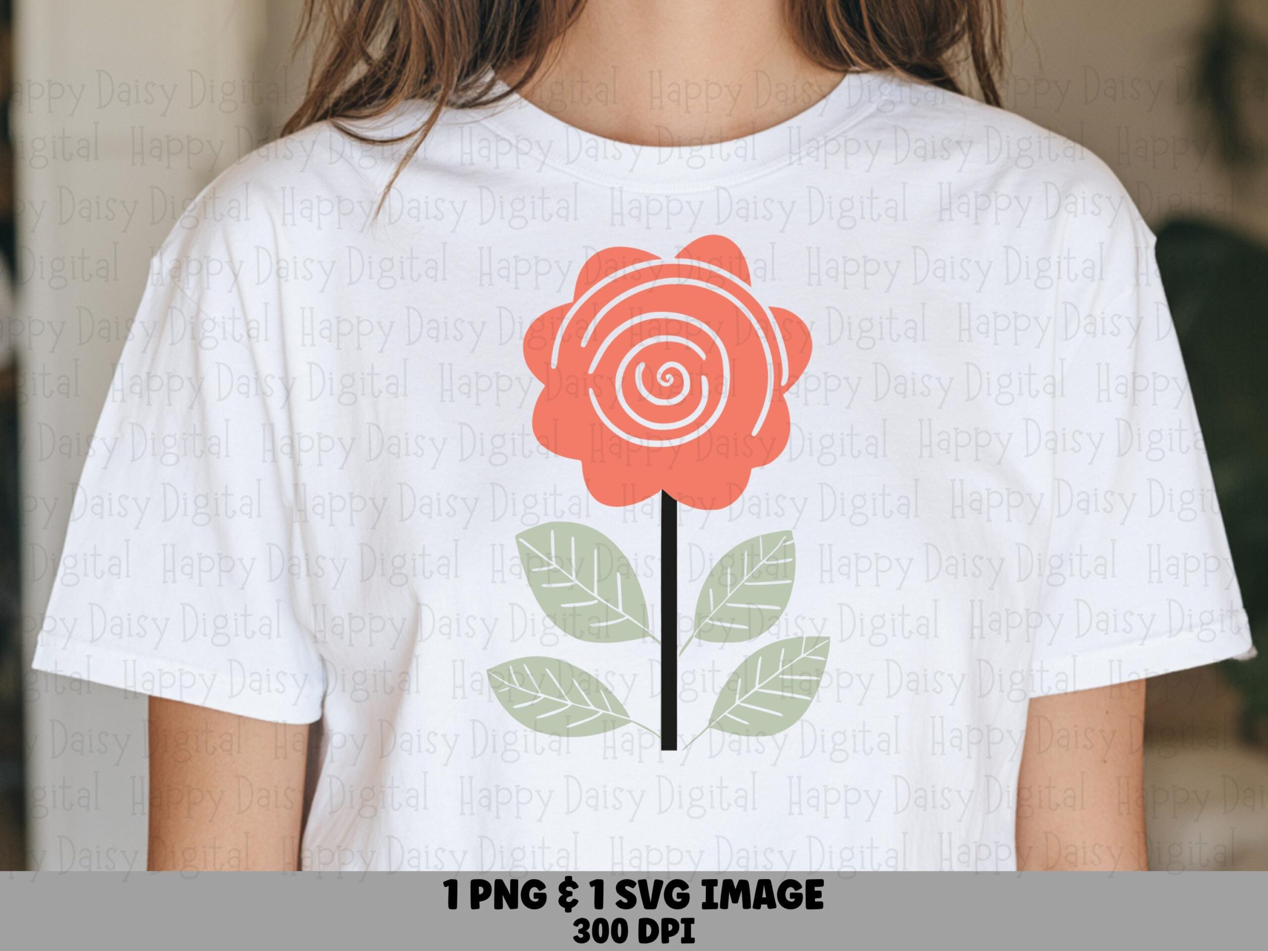 Coral Rose Flat PNG SVG | Sublimation Commercial Use POD