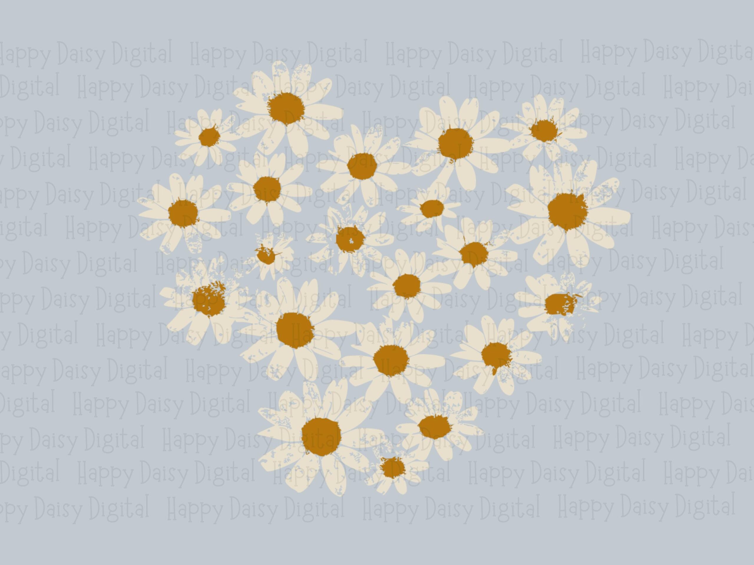 Daisy Heart PNG | Sublimation Commercial Use POD - Image 2
