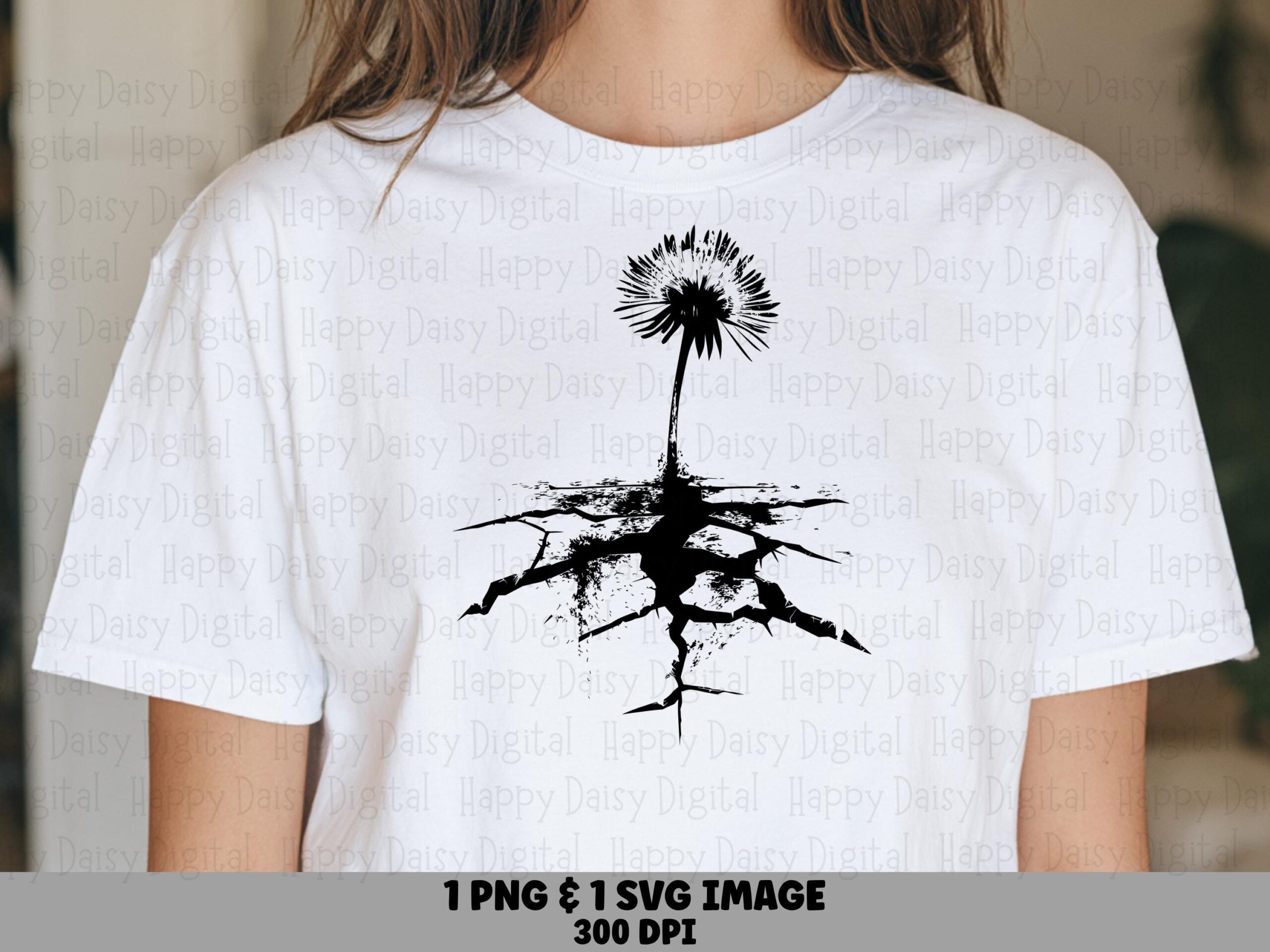 Cracked Earth Dandelion PNG SVG | Sublimation Commercial Use POD