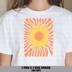 Retro Sunflower Burst PNG SVG | Sublimation Commercial Use POD