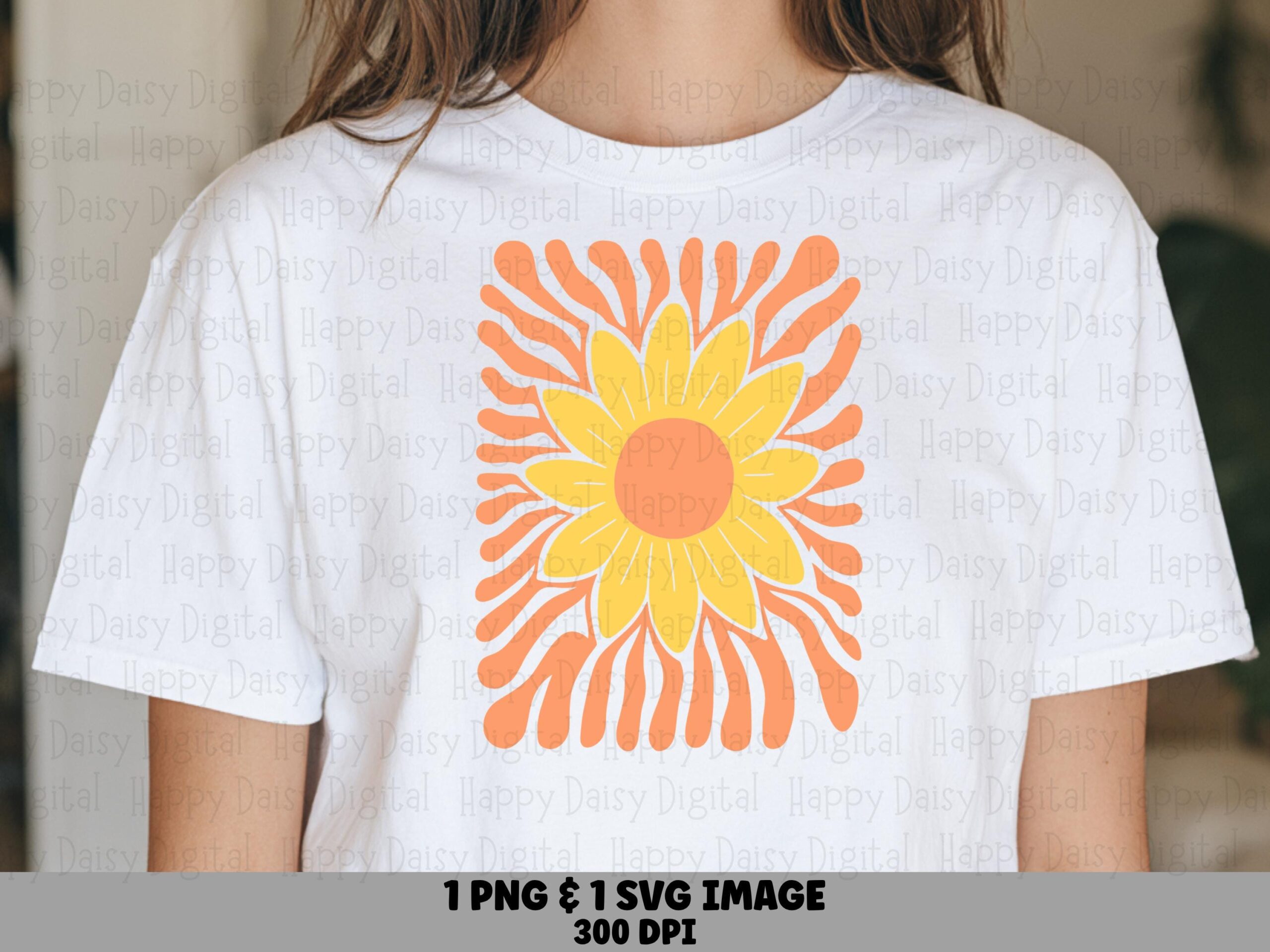Retro Sunflower Burst PNG SVG | Sublimation Commercial Use POD