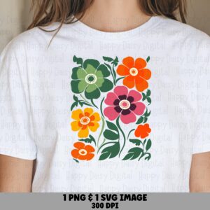 Retro Wildflower Cluster PNG SVG | Sublimation Commercial Use POD