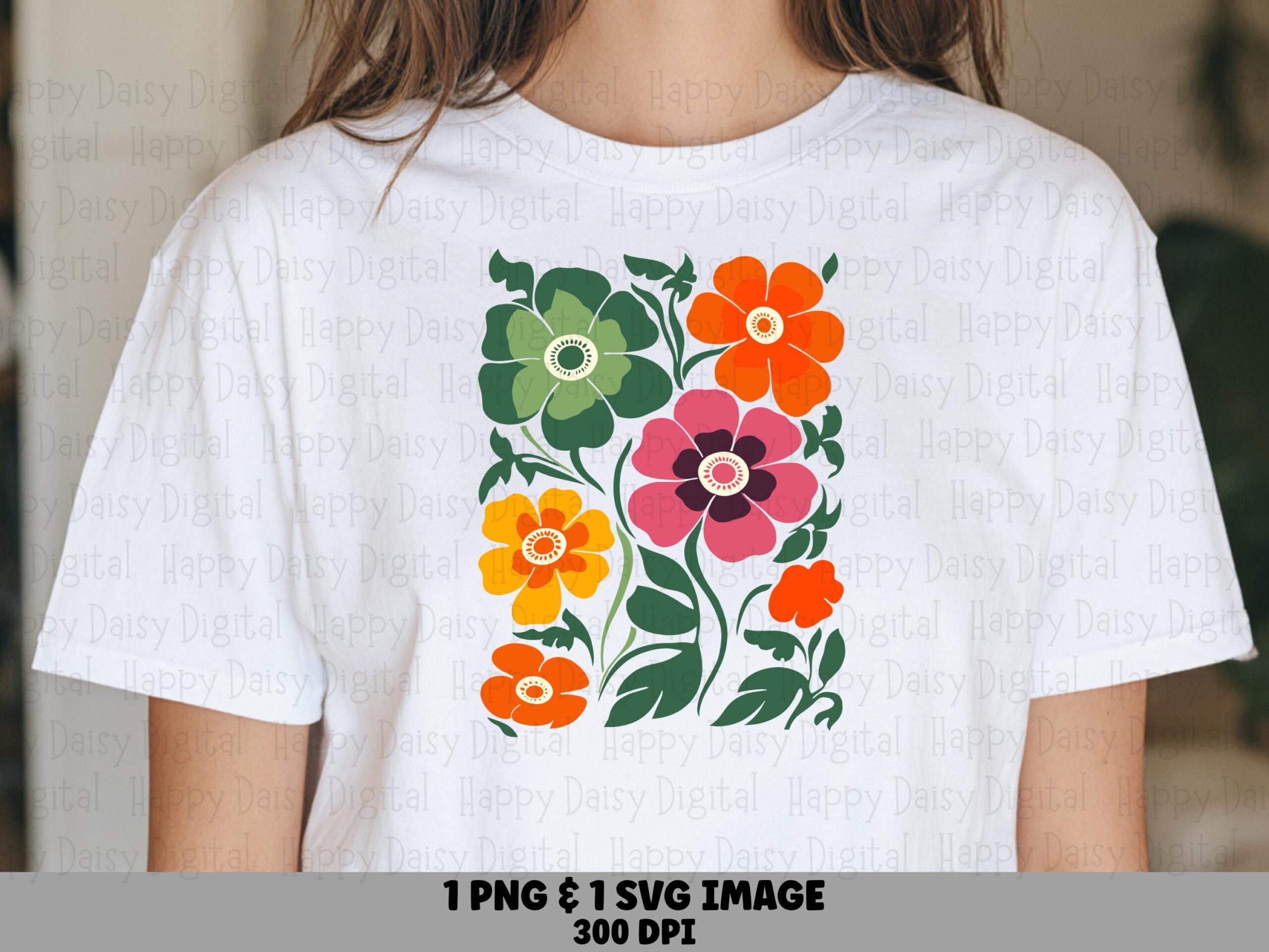 Retro Wildflower Cluster PNG SVG | Sublimation Commercial Use POD