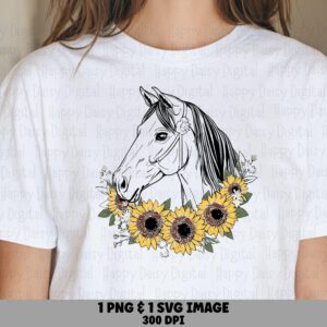 Sunflower Horse PNG SVG | Sublimation Commercial Use POD