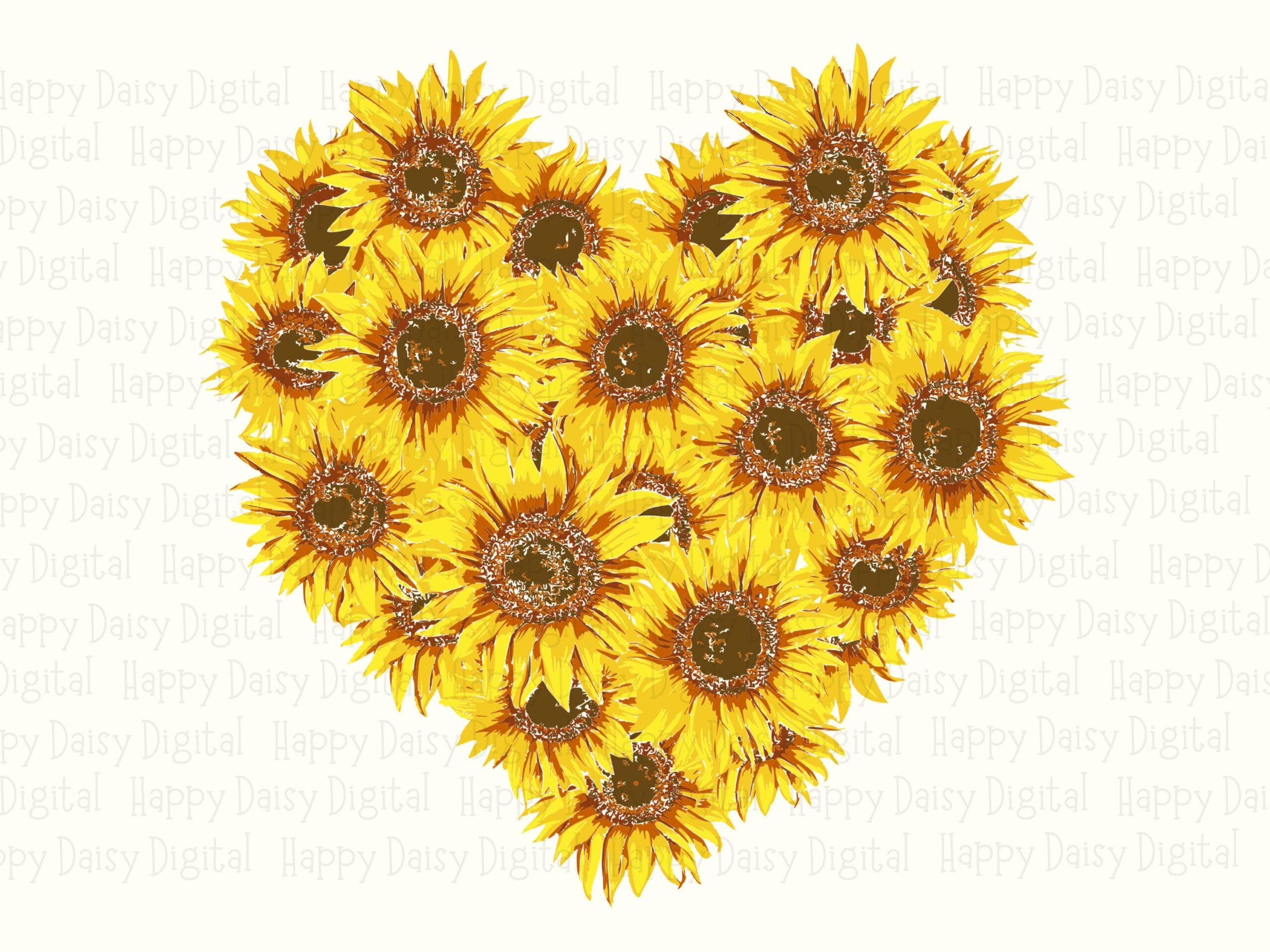 Golden Sunflower Heart PNG SVG | Sublimation Commercial Use POD - Image 2