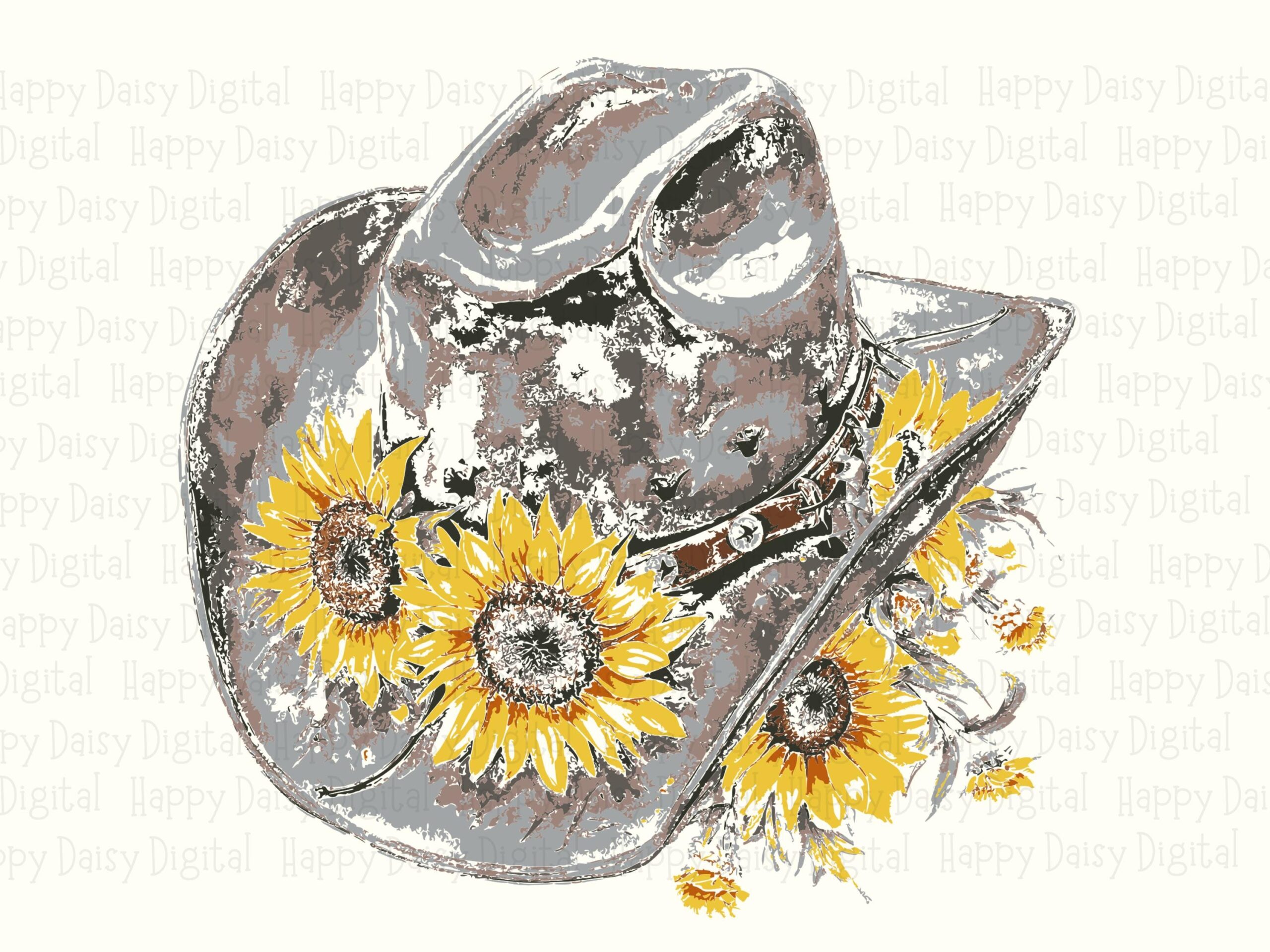 Sunflower Cowboy Hat PNG SVG | Sublimation Commercial Use POD - Image 2